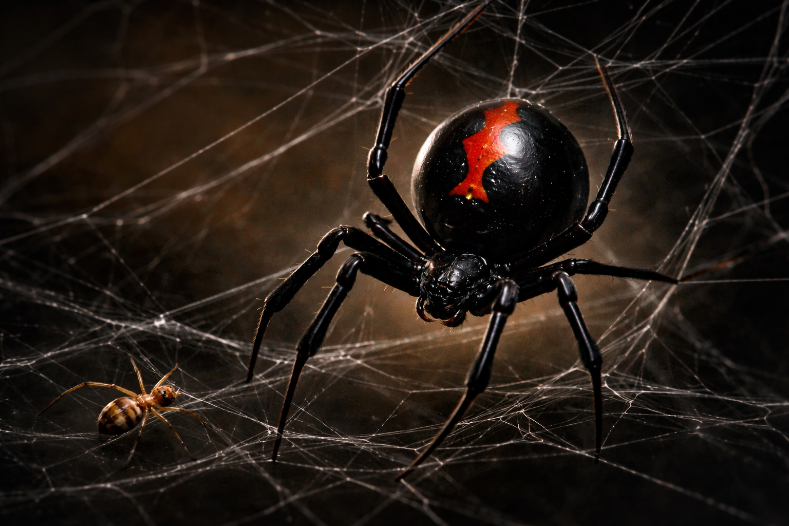 Половой диморфизм черной вдовы: крупная самка и мелкий самец