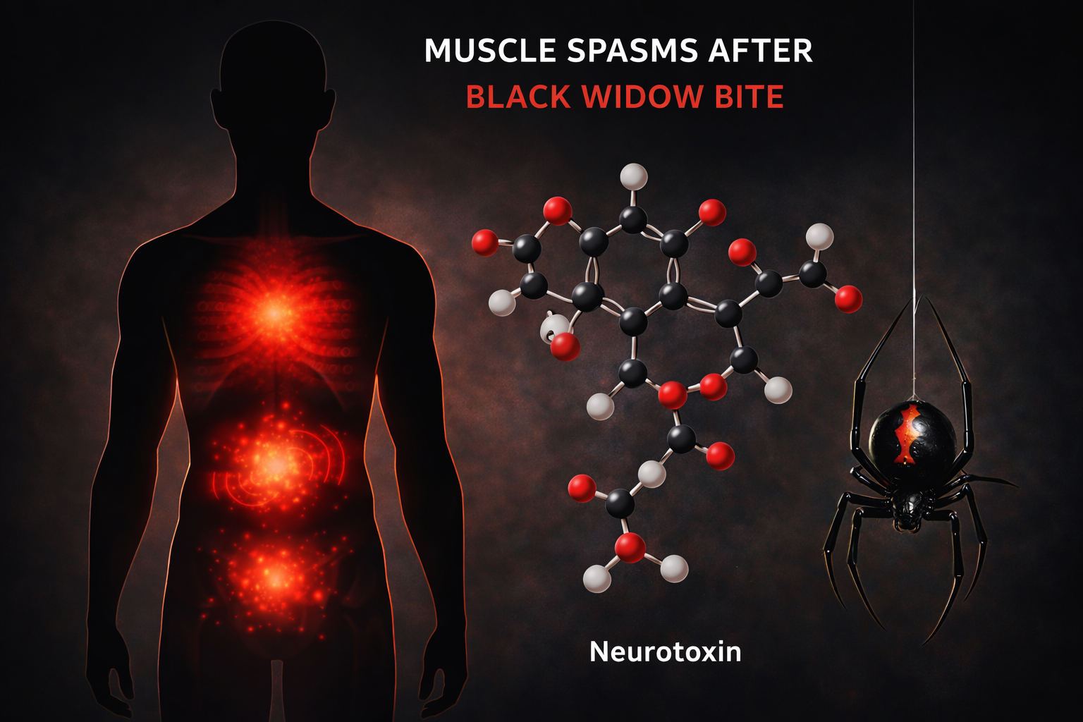Симптомы укуса черной вдовы и молекула нейротоксина